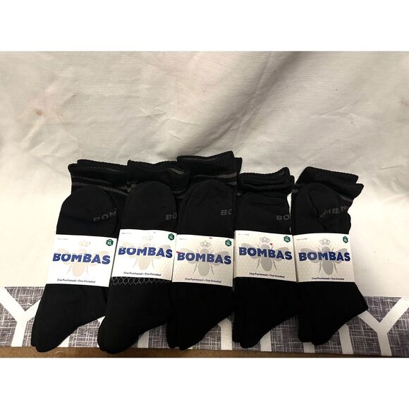NWT Bombas Unisex Black Crew Socks Size XL Crew Calf Honeycomb Socks 5 Pairs - Picture 1 of 3